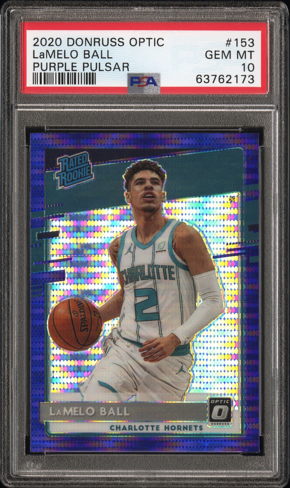 2020 Panini Donruss Optic #153 Lamelo Ball Purple Pulsar PSA 10