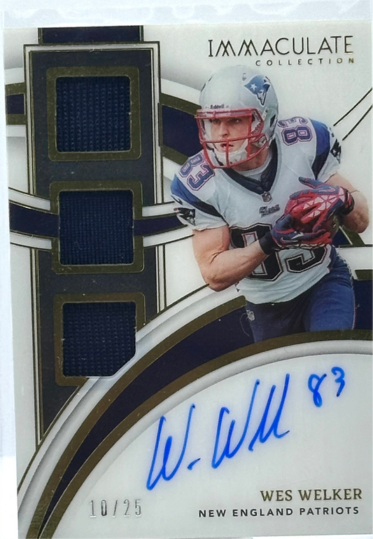 WES WELKER 2022 IMMACULATE COLLECTION AUTOGRAPH TRIPLE PATRIOTS PATCH AUTO #/25