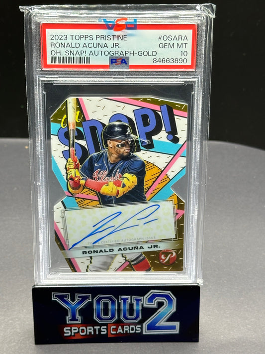 2023 Topps Pristine - Ronald Acuna Jr - Oh Snap! Autograph Gold PSA10 GEM MT 34/50 POP5!