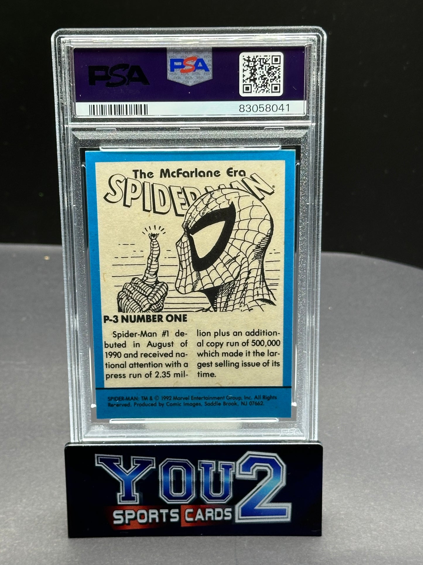 1992 Spiderman The McFarlane Era P-3 Number one Prizm PSA9