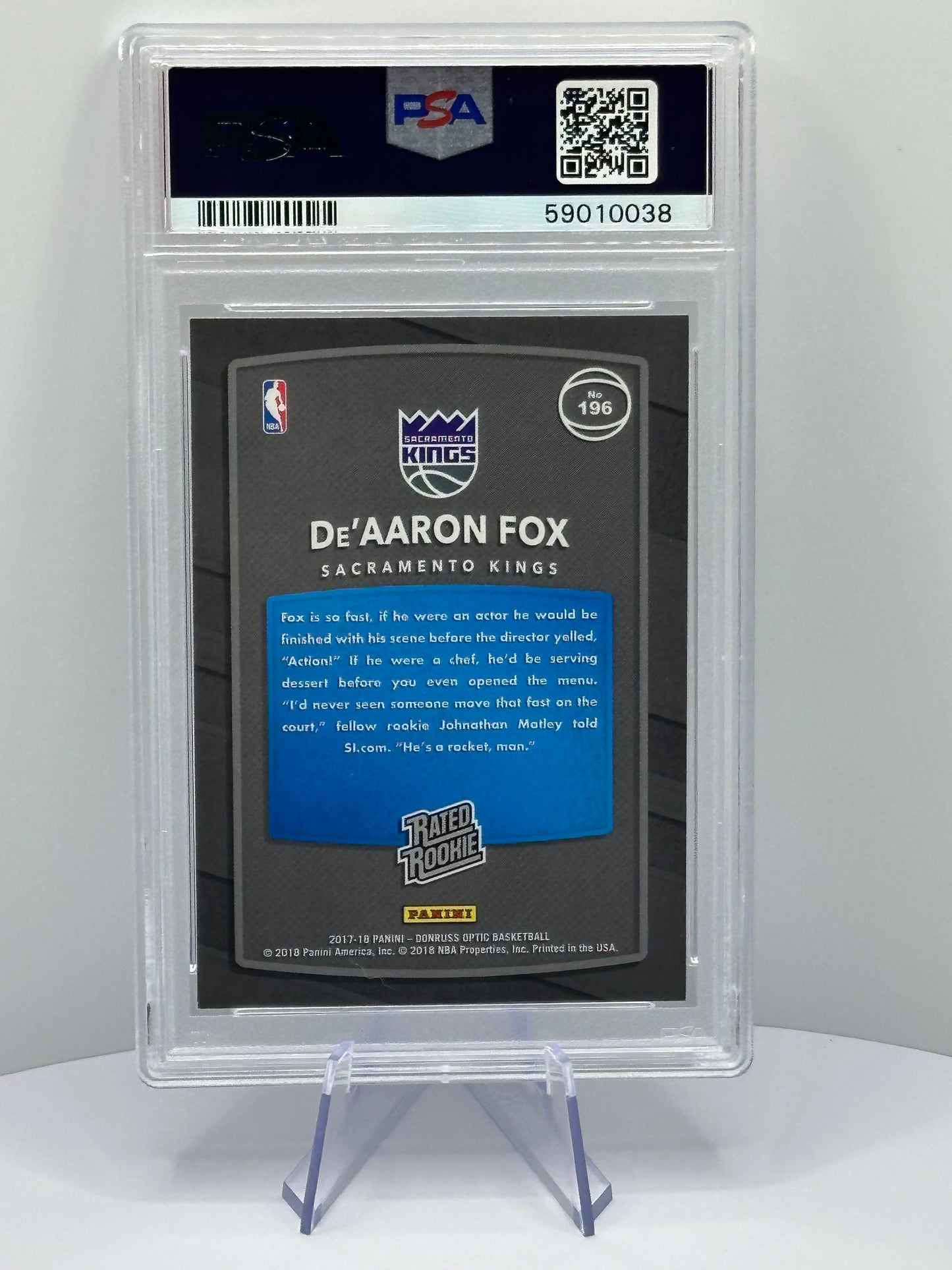 De’Aaron Fox Rated Rookie PSA9