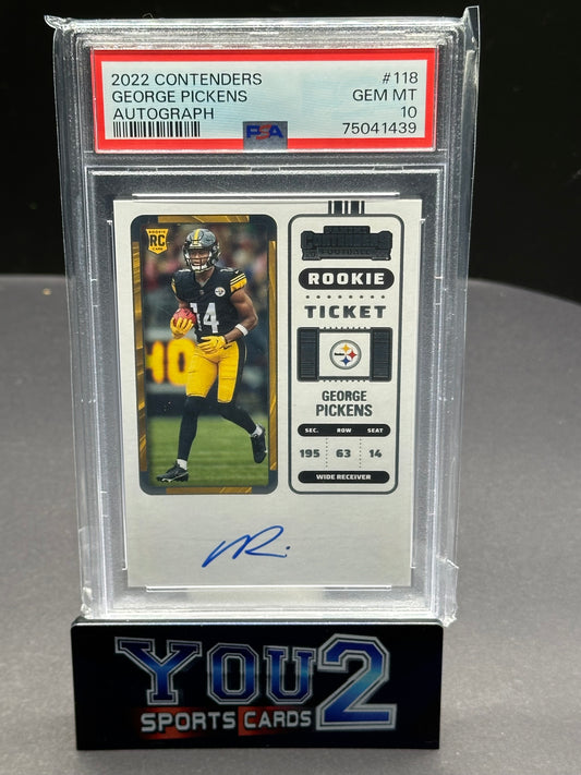 2022 Contenders Rookie Auto George Pickens Pittsburgh Steelers PSA 10 - Population 28