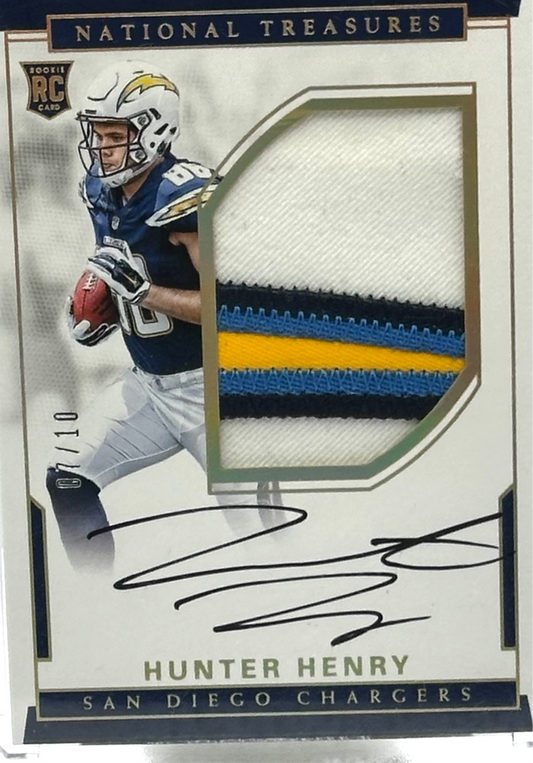 2016 Hunter Henry Panini National Treasures Gold RC Patch Auto 07/10 Sealed